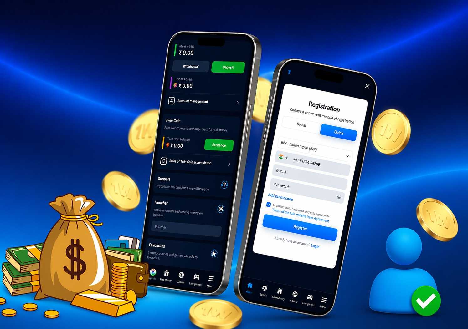 Mobile app registration and account interface